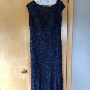 Mother of the Bride Navy Blue Full-Length Dress